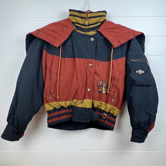 Vintage Bogner Sea Fox bomber jacket size 6 women’s ski cropped red blue gold - Picture 1 of 14